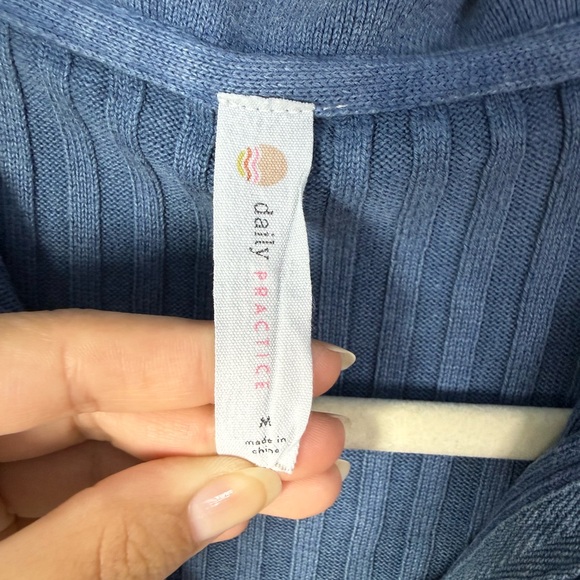 Daily Practice Ribbed Knit Polo Midi Dress Blue Short Sleeve M - Picture 4 of 8